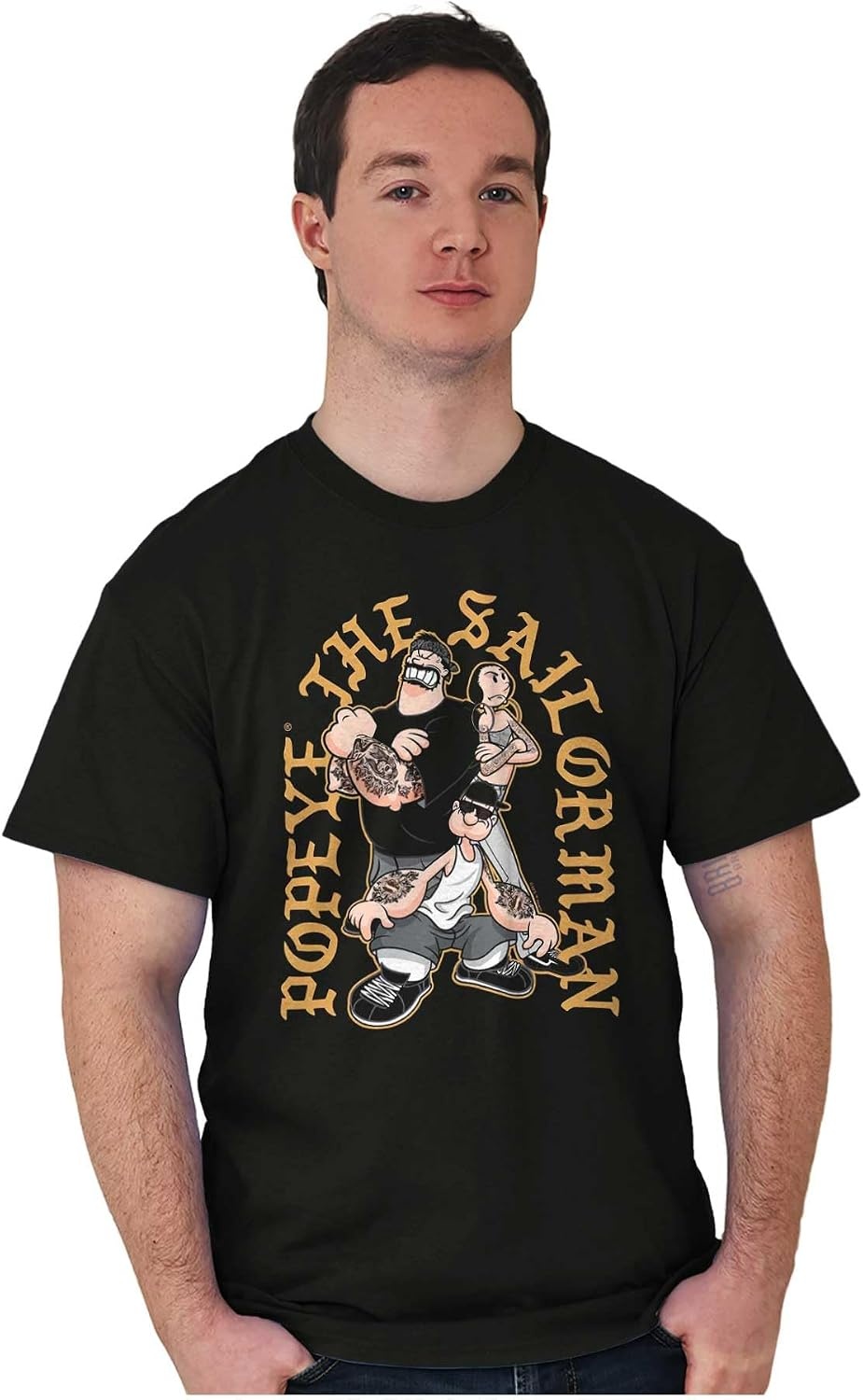 image:imagePopeye and Friends Urban Cholo LA West Coast Graphic T Shirt Men or WomenBlack Friends With Attitude