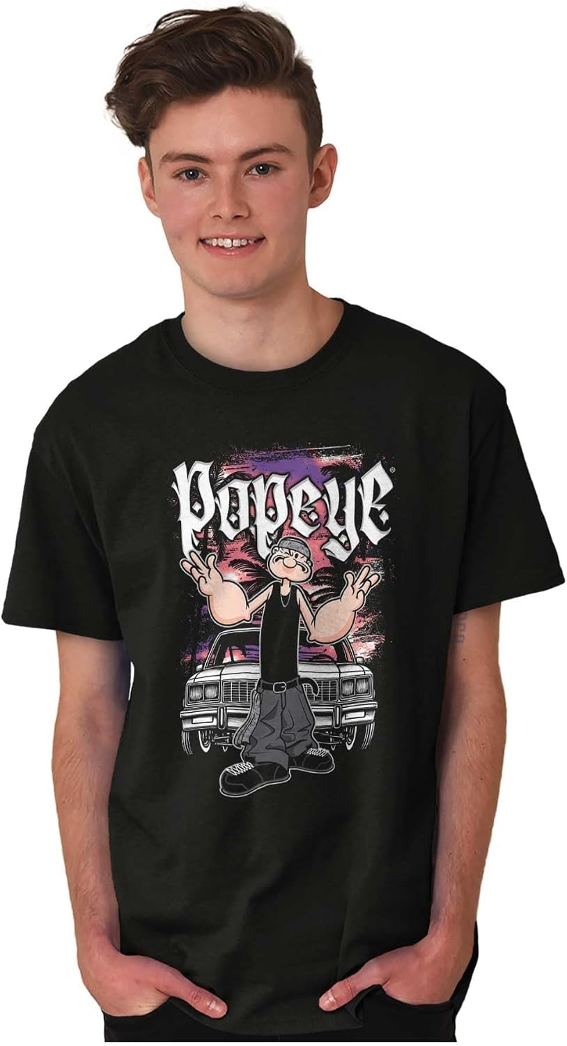 image:imagePopeye and Friends Urban Cholo LA West Coast Graphic T Shirt Men or WomenBlack Low Rider Car