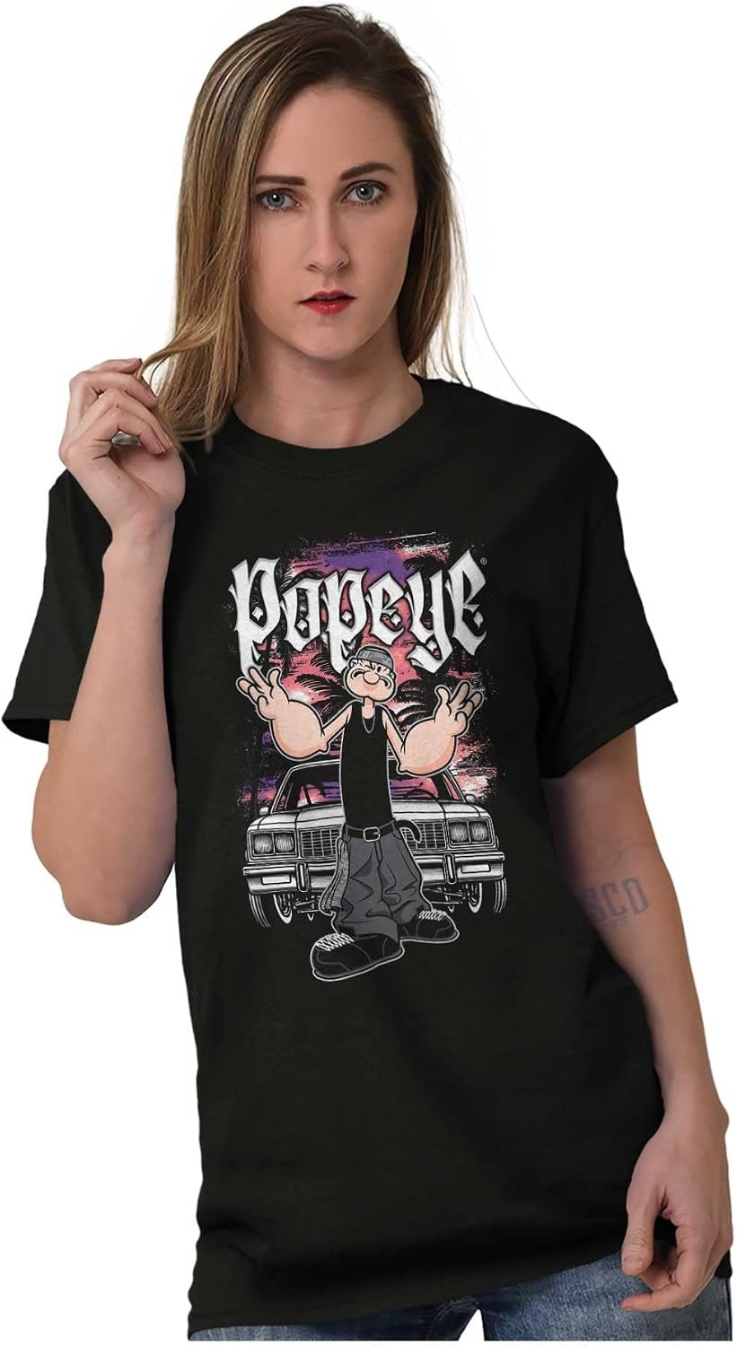 image:imagePopeye and Friends Urban Cholo LA West Coast Graphic T Shirt Men or WomenBlack Low Rider Car