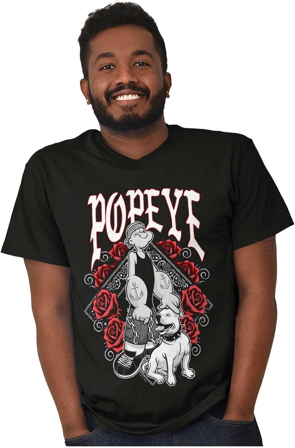 image:imagePopeye and Friends Urban Cholo LA West Coast Graphic T Shirt Men or WomenBlack Popeye Bandana