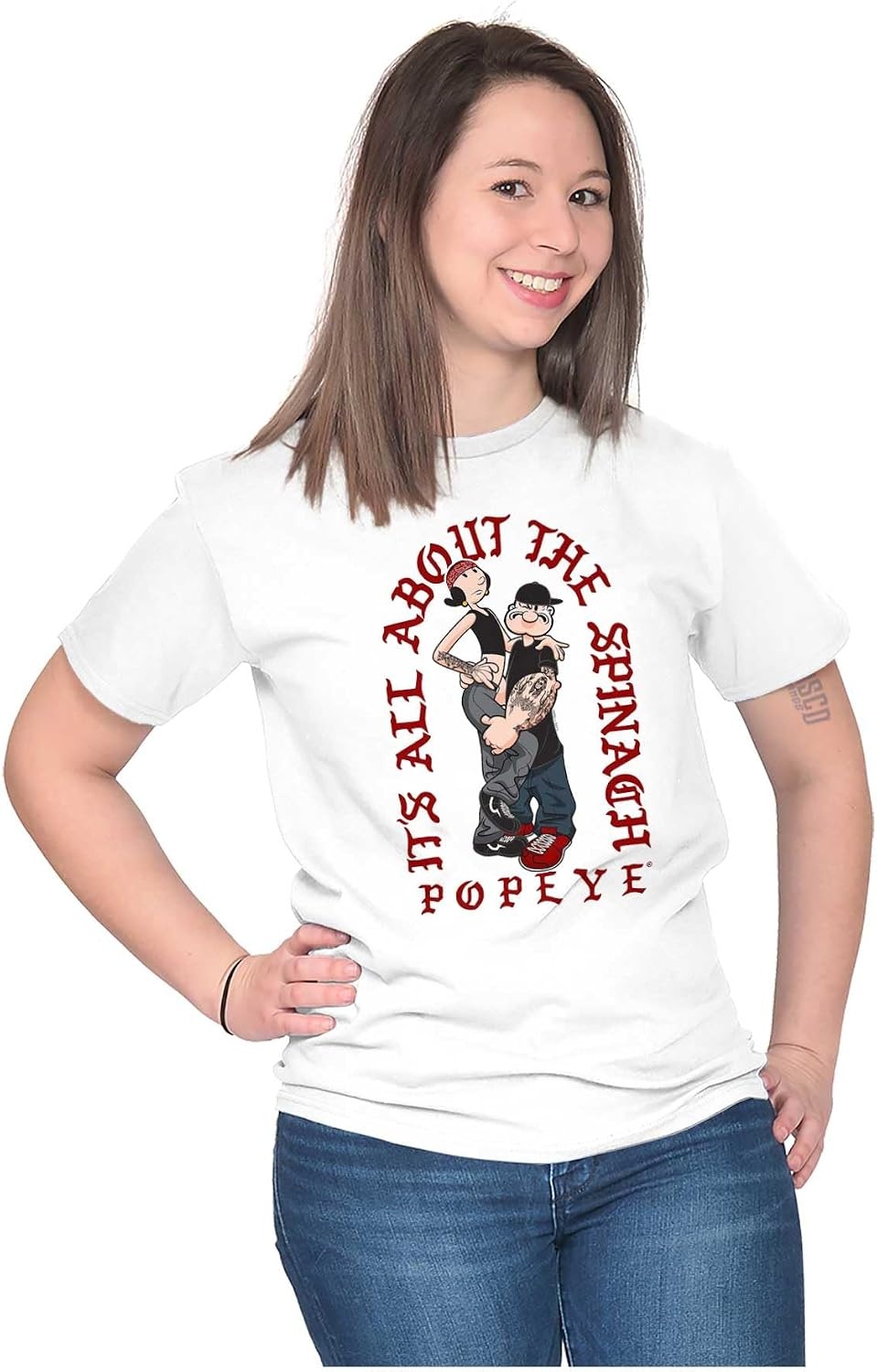 image:imagePopeye and Friends Urban Cholo LA West Coast Graphic T Shirt Men or WomenWhite All About the Spinach