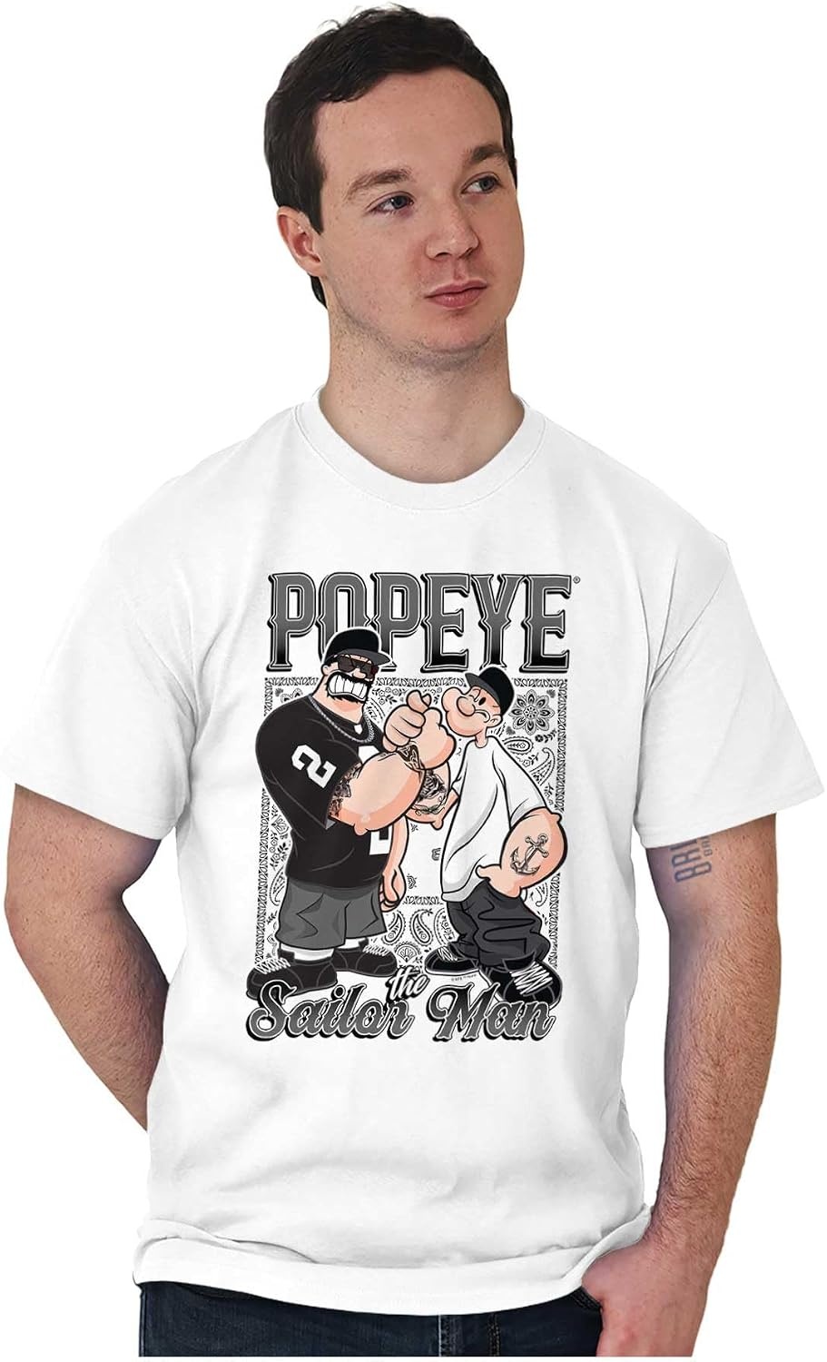 image:imagePopeye and Friends Urban Cholo LA West Coast Graphic T Shirt Men or WomenWhite Homie Bandana