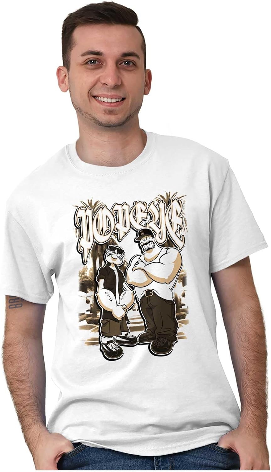 image:imagePopeye and Friends Urban Cholo LA West Coast Graphic T Shirt Men or WomenWhite Popeye and Bluto