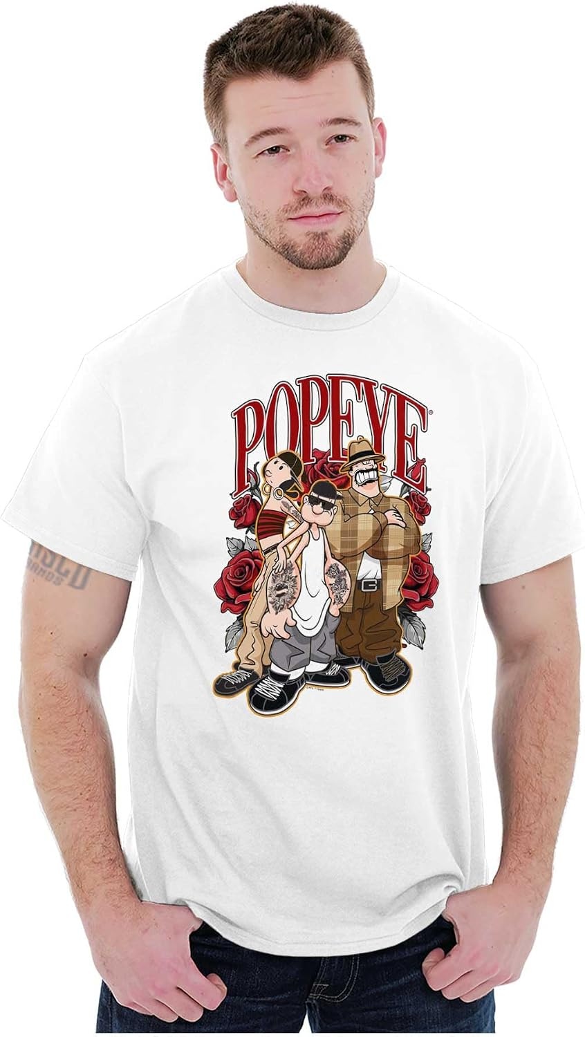image:imagePopeye and Friends Urban Cholo LA West Coast Graphic T Shirt Men or WomenWhite Rose Gang