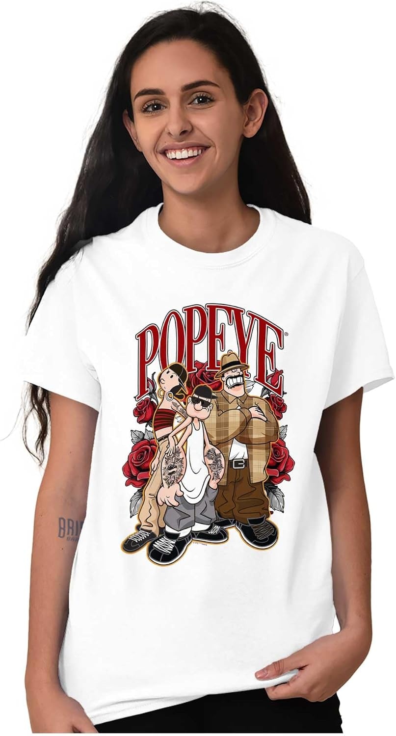 image:imagePopeye and Friends Urban Cholo LA West Coast Graphic T Shirt Men or WomenWhite Rose Gang