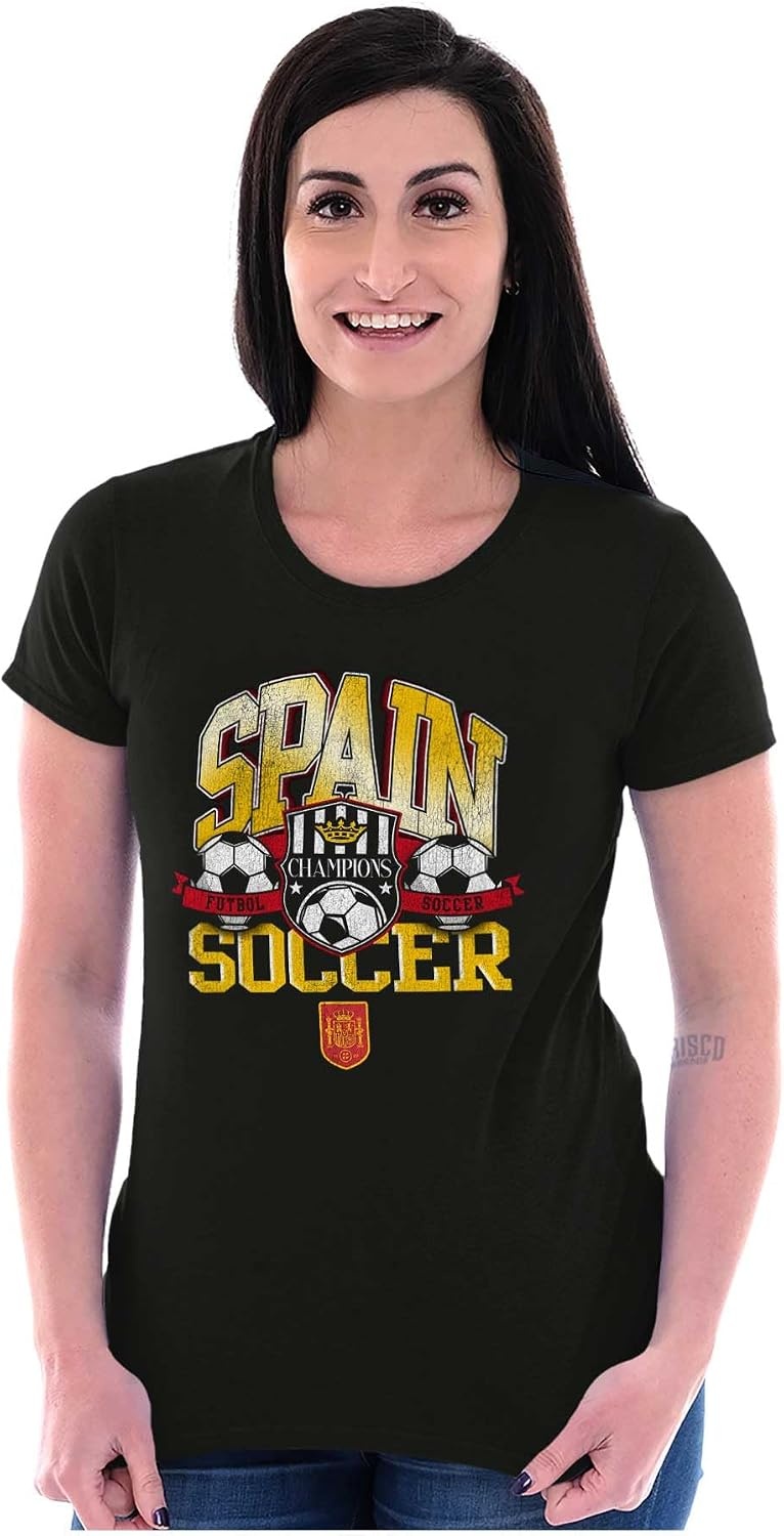 image:imageSpain Soccer Champion Futbol Team Womens Slim Fit Graphic TeeBlack