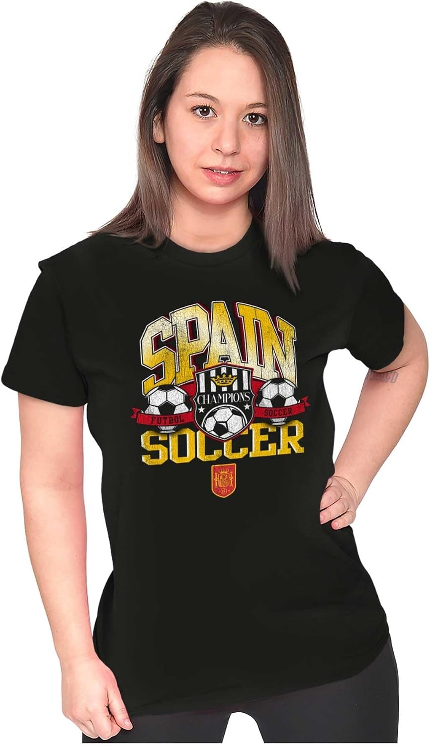 image:imageSpain Soccer Champion Futbol Team Womens Slim Fit Graphic TeeBlack
