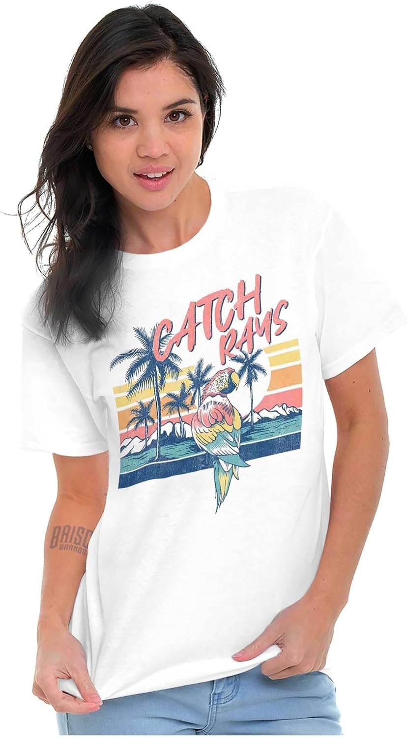 image:imageTropical Beach Parrot Catch Rays Graphic T Shirt Men or WomenWhite