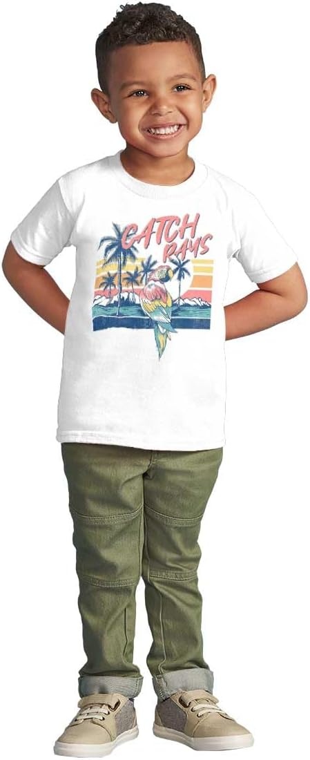 image:imageTropical Beach Parrot Catch Rays Toddler Baby Graphic T ShirtWhite