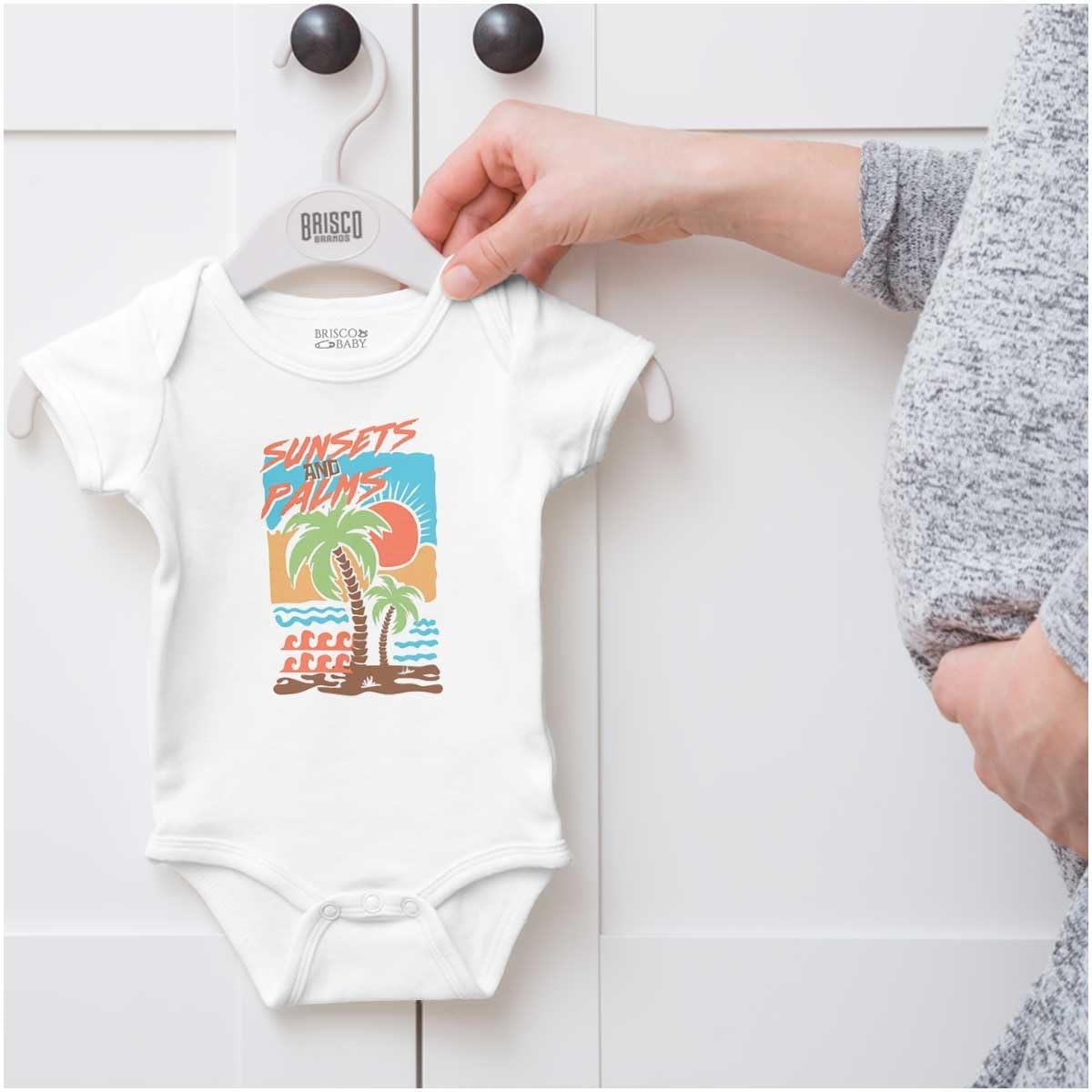 image:imageTropical Beach Sunsets and Palm Trees Baby Romper Boys or GirlsWhite