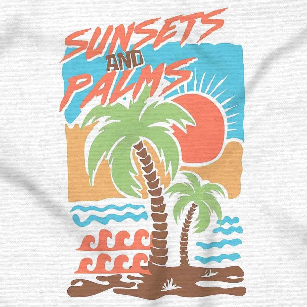 image:imageTropical Beach Sunsets and Palm Trees Toddler Baby Graphic T ShirtWhite