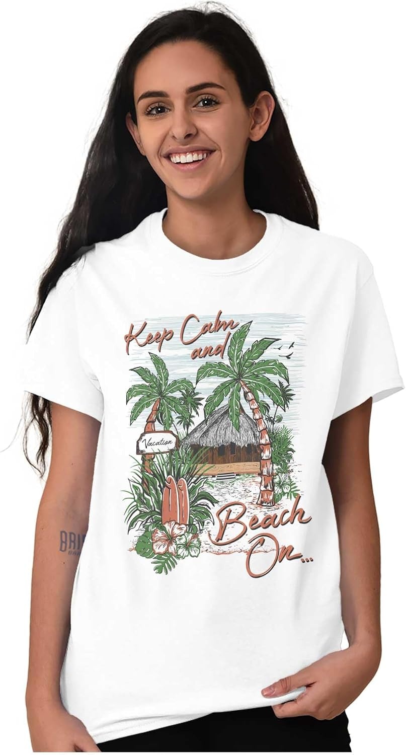 image:imageTropical Keep Calm and Beach On Graphic T Shirt Men or WomenWhite