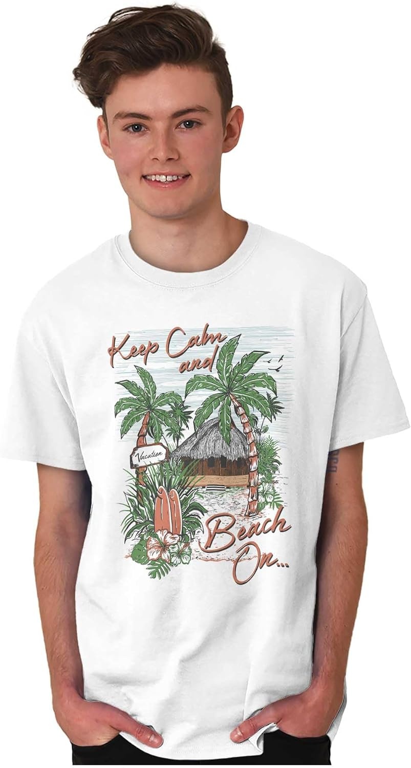 image:imageTropical Keep Calm and Beach On Graphic T Shirt Men or WomenWhite