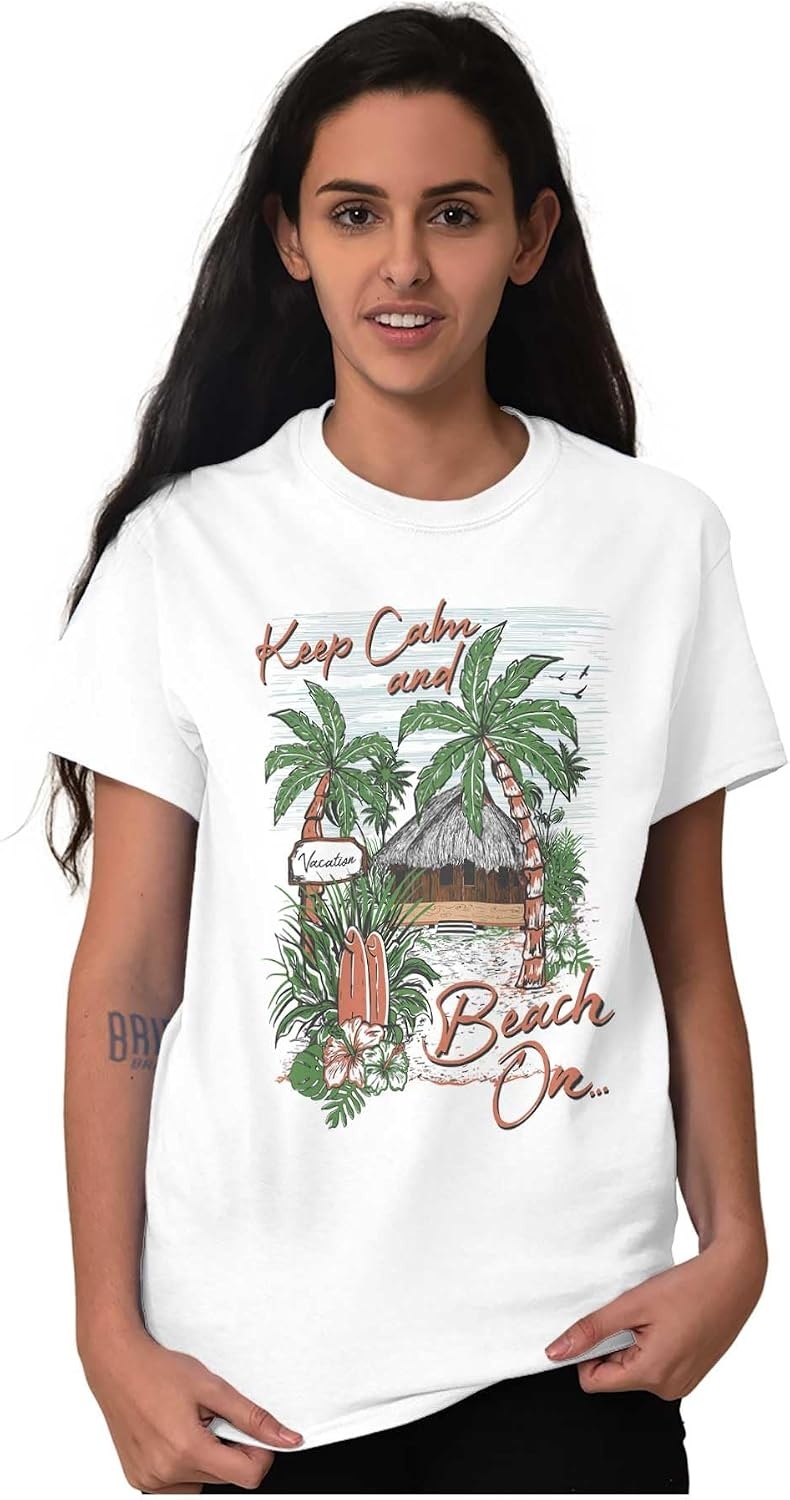 image:imageTropical Keep Calm and Beach On Graphic T Shirt Men or WomenWhite