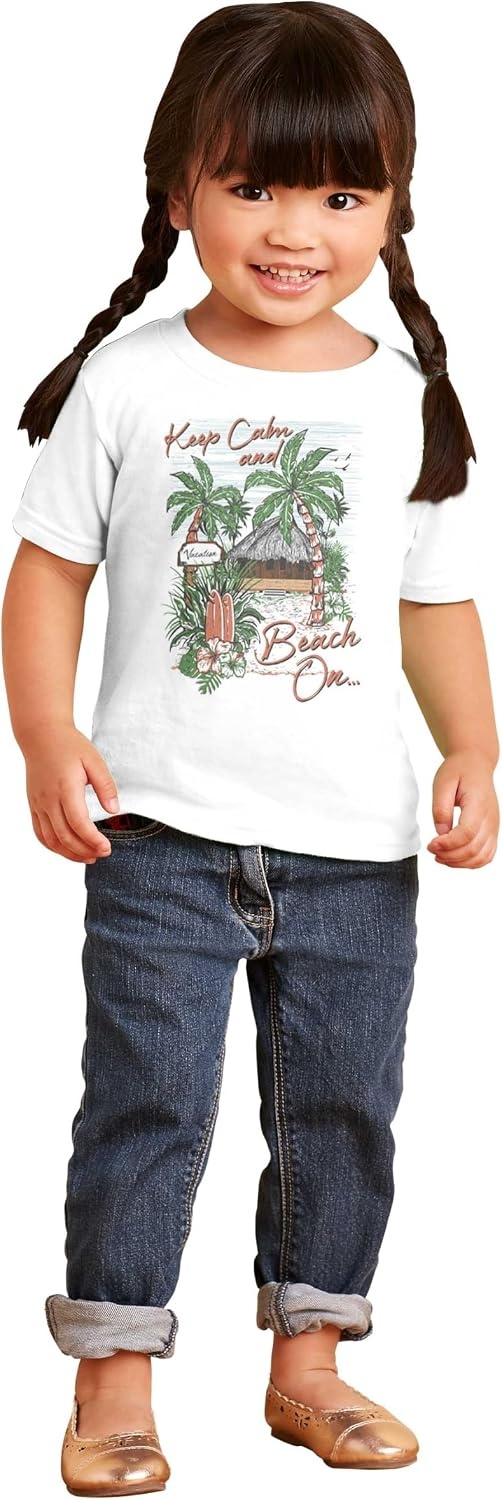 image:imageTropical Keep Calm and Beach On Toddler Baby Graphic T ShirtWhite