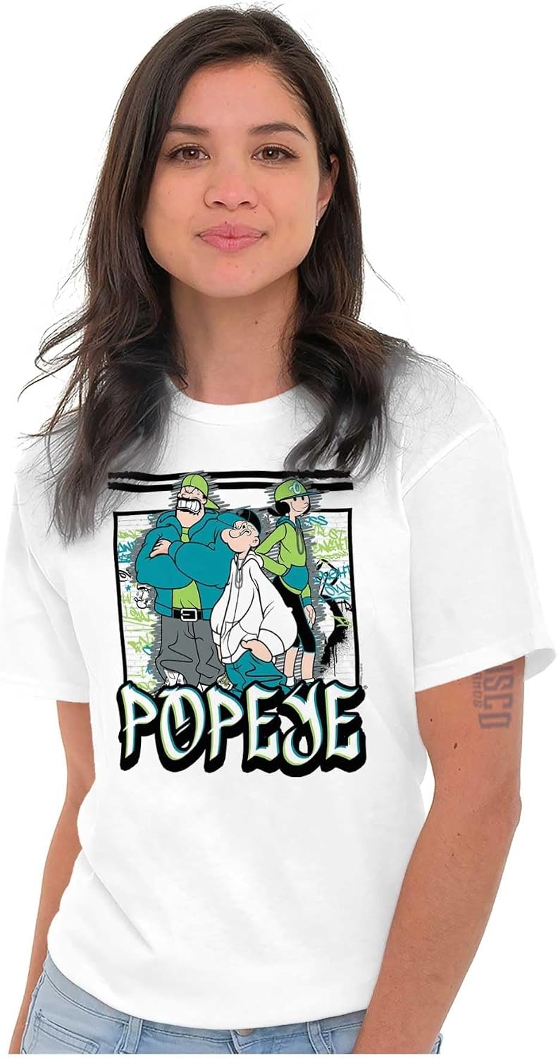 image:imageUrban Popeye Bluto Olive Oyl Cartoons Graphic T Shirt Men or WomenWhite