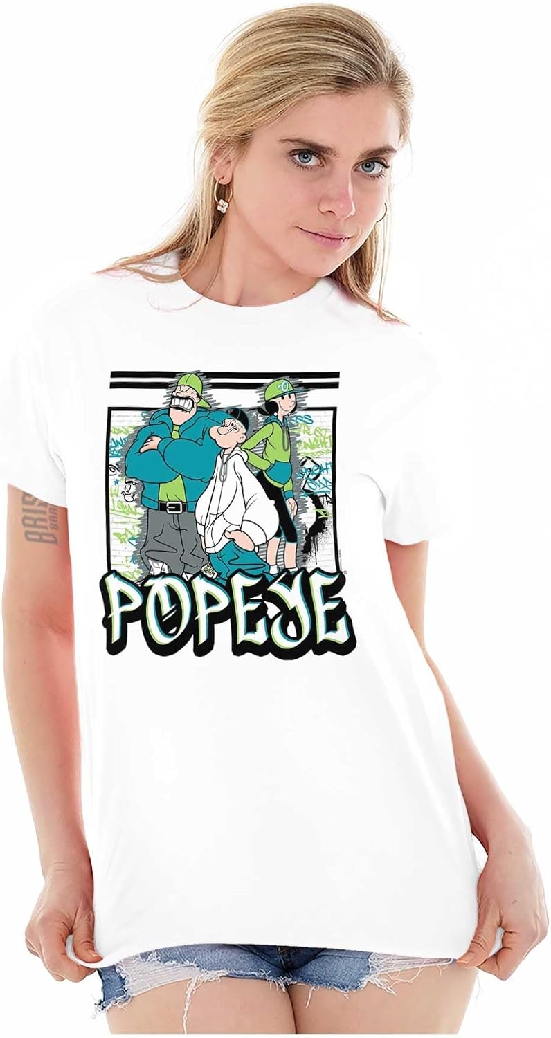 image:imageUrban Popeye Bluto Olive Oyl Cartoons Graphic T Shirt Men or WomenWhite