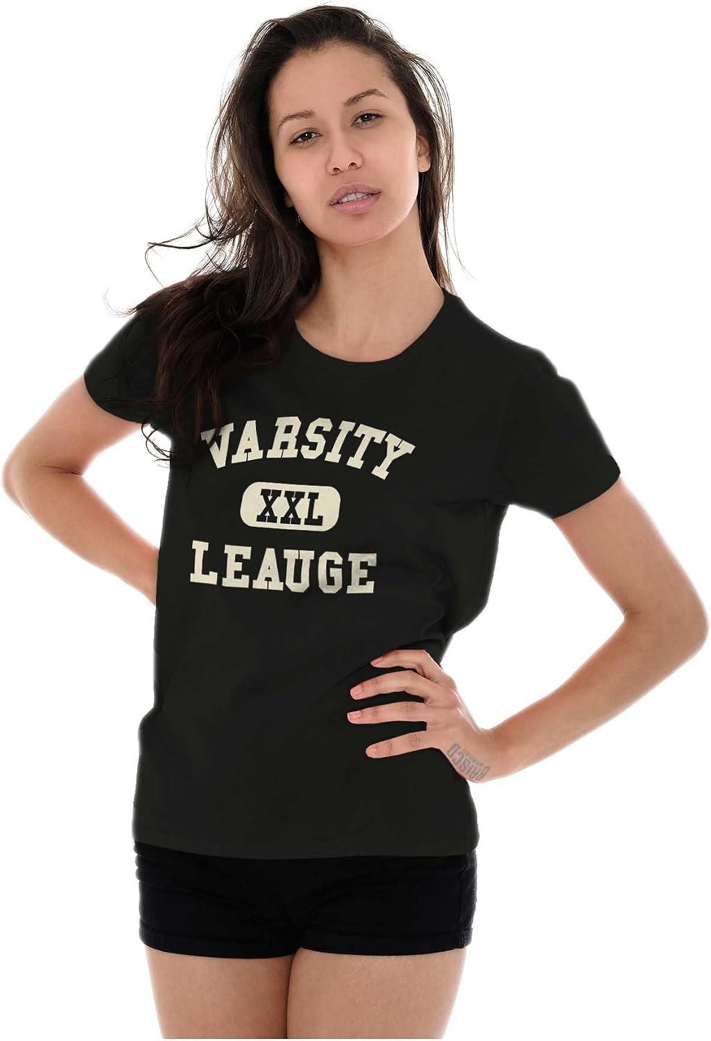 image:imageVarsity League Sports Athlete Fan Womens Slim Fit Graphic TeeBlack