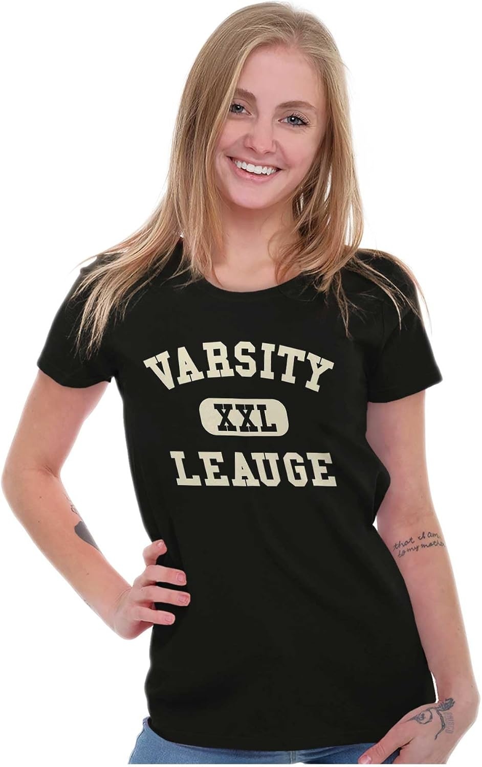 image:imageVarsity League Sports Athlete Fan Womens Slim Fit Graphic TeeBlack