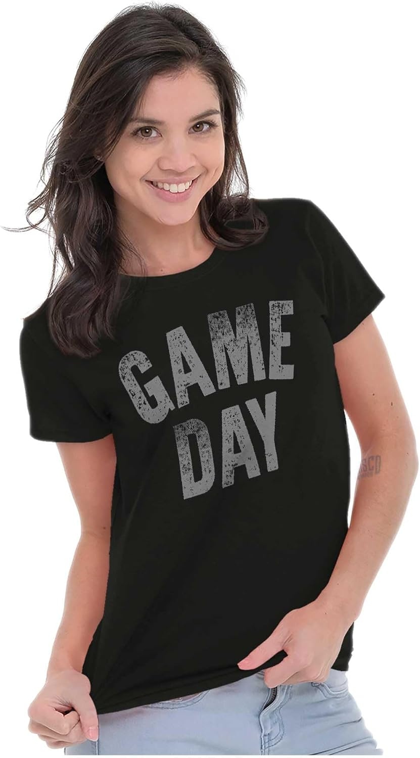 image:imageVintage Distressed Sports Game Day Womens Slim Fit Graphic TeeBlack