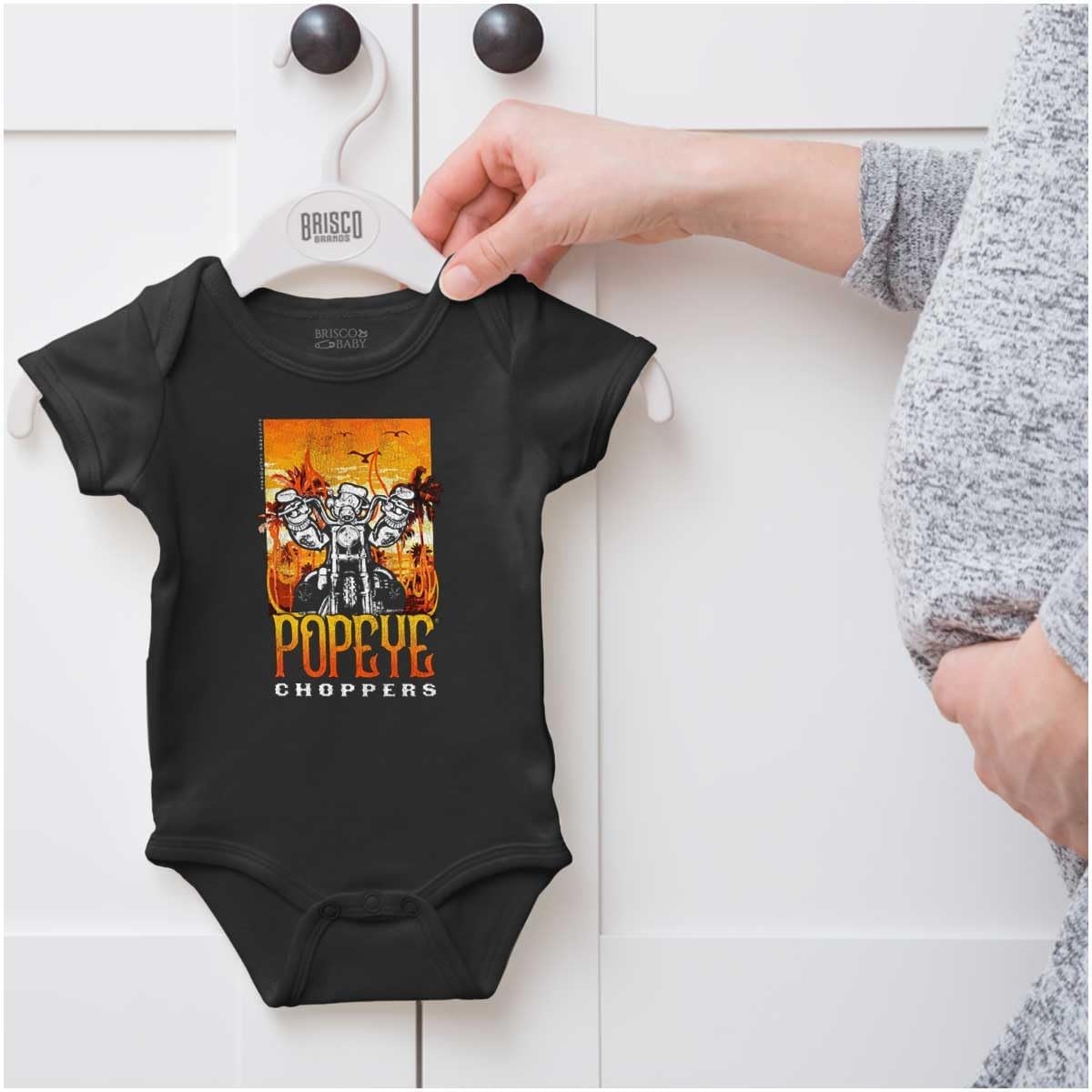 image:imageVintage Popeye Biker Classic Choppers Baby Romper Boys or GirlsBlack Popeye Choppers