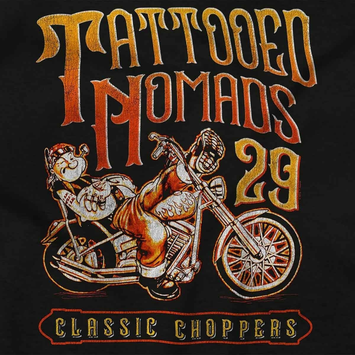 image:imageVintage Popeye Biker Classic Choppers Womens Slim Fit Graphic TeeBlack Tattooed Nomads