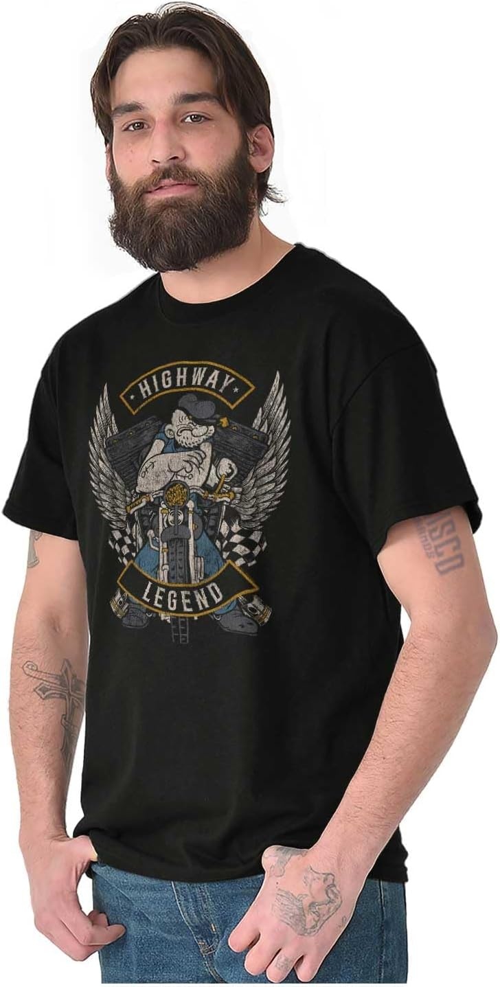 image:imageVintage Popeye Classic Motorcyle Biker Graphic T Shirt Men or WomenBlack Highway Legend