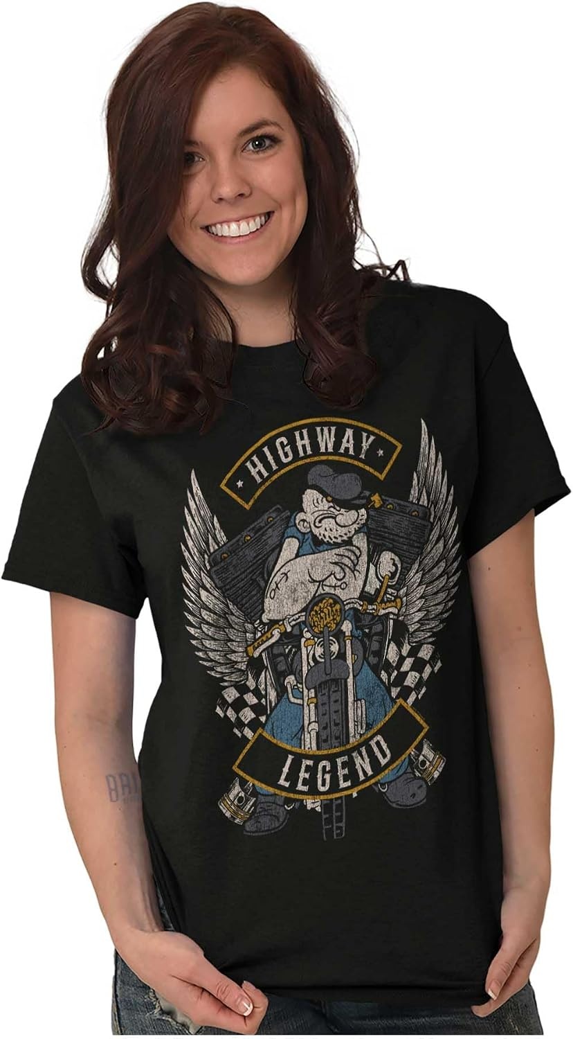 image:imageVintage Popeye Classic Motorcyle Biker Graphic T Shirt Men or WomenBlack Highway Legend