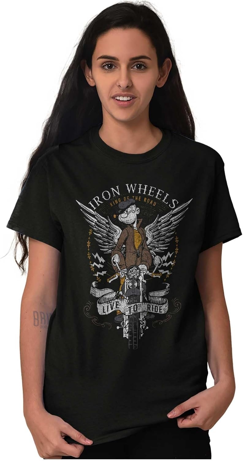 image:imageVintage Popeye Classic Motorcyle Biker Graphic T Shirt Men or WomenBlack Iron Wheels