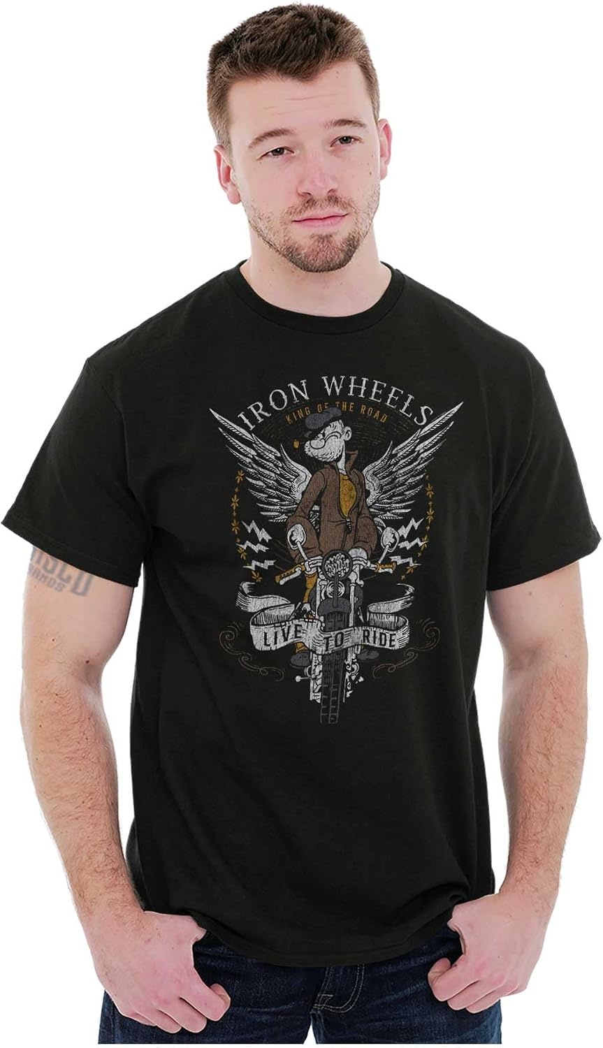 image:imageVintage Popeye Classic Motorcyle Biker Graphic T Shirt Men or WomenBlack Iron Wheels