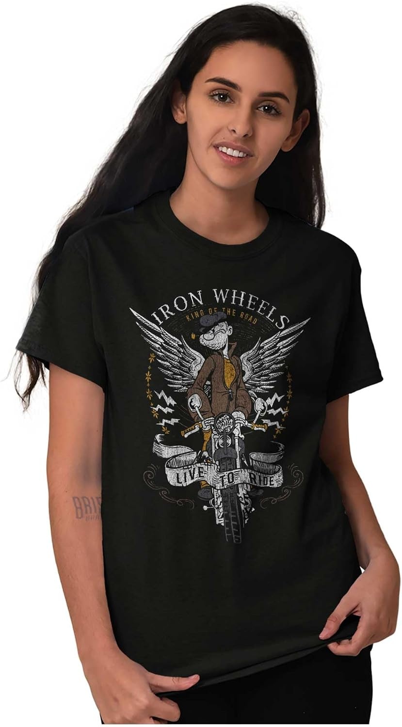 image:imageVintage Popeye Classic Motorcyle Biker Graphic T Shirt Men or WomenBlack Iron Wheels