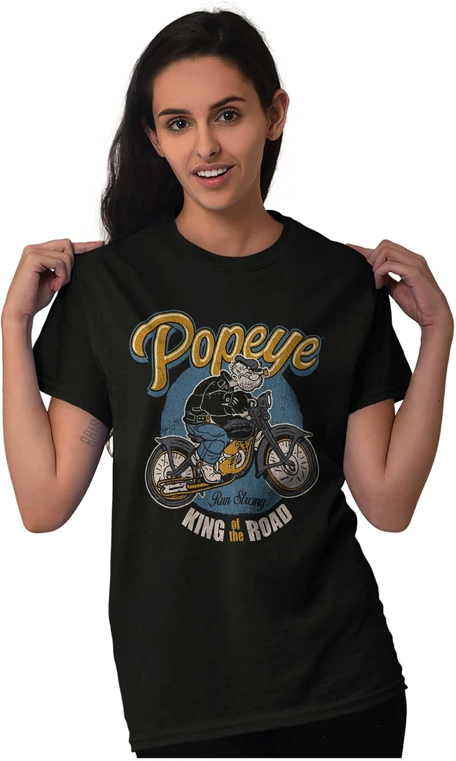 image:imageVintage Popeye Classic Motorcyle Biker Graphic T Shirt Men or WomenBlack King of the Road