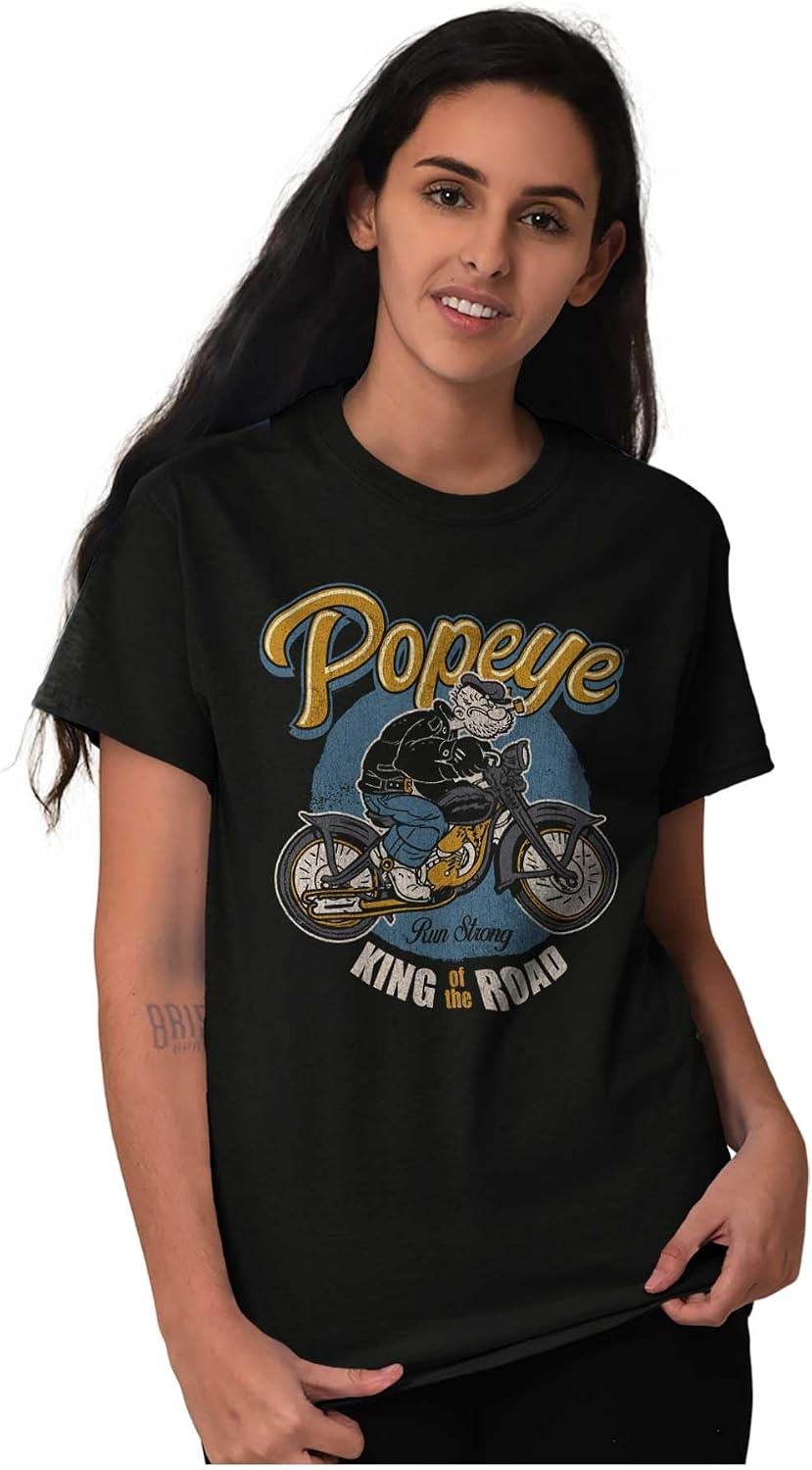 image:imageVintage Popeye Classic Motorcyle Biker Graphic T Shirt Men or WomenBlack King of the Road