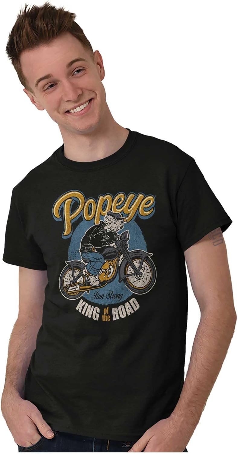 image:imageVintage Popeye Classic Motorcyle Biker Graphic T Shirt Men or WomenBlack King of the Road