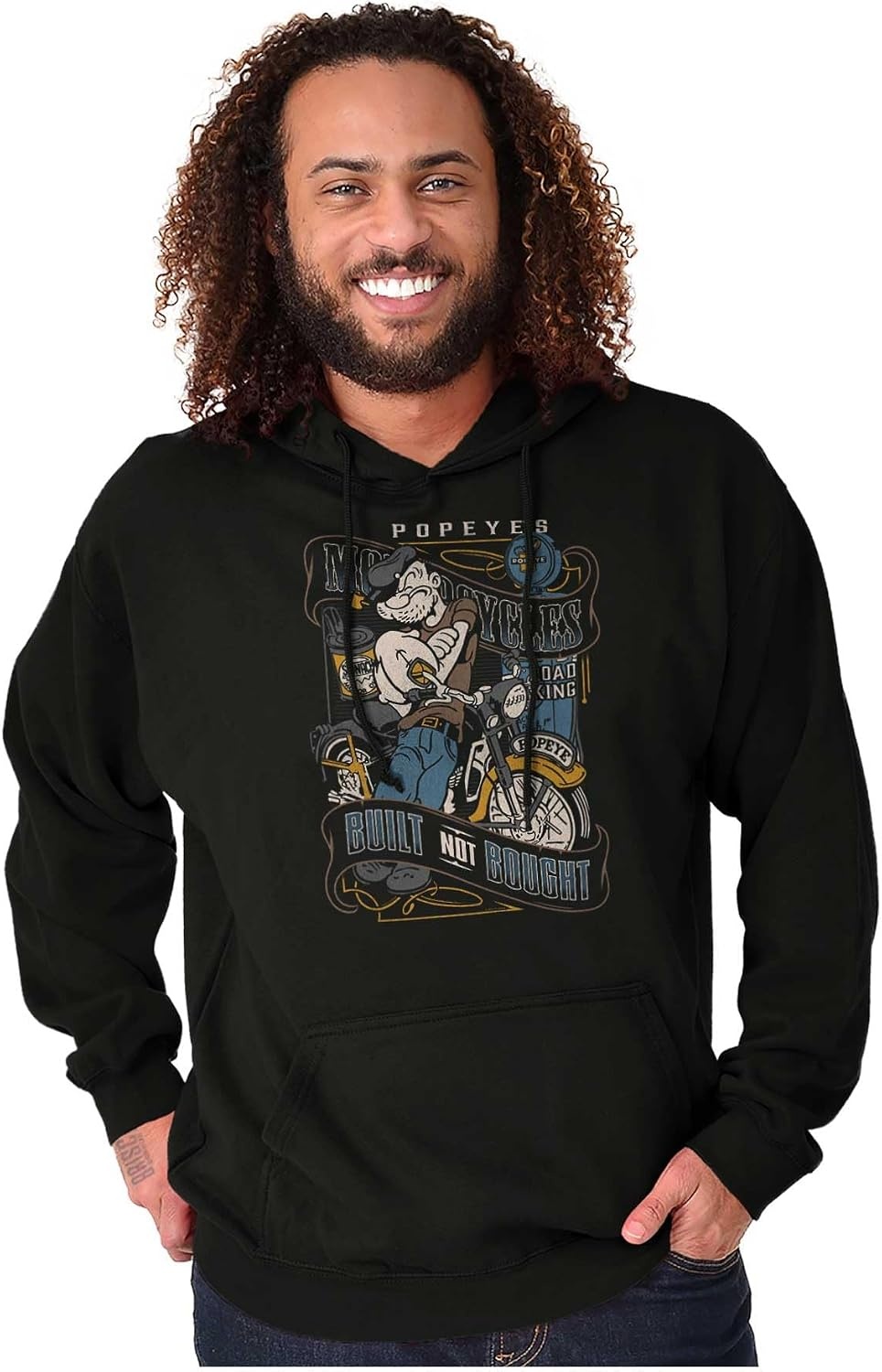 image:imageVintage Popeye Classic Motorcyle Biker Hoodie Sweatshirt Women MenBlack Built Not Bought