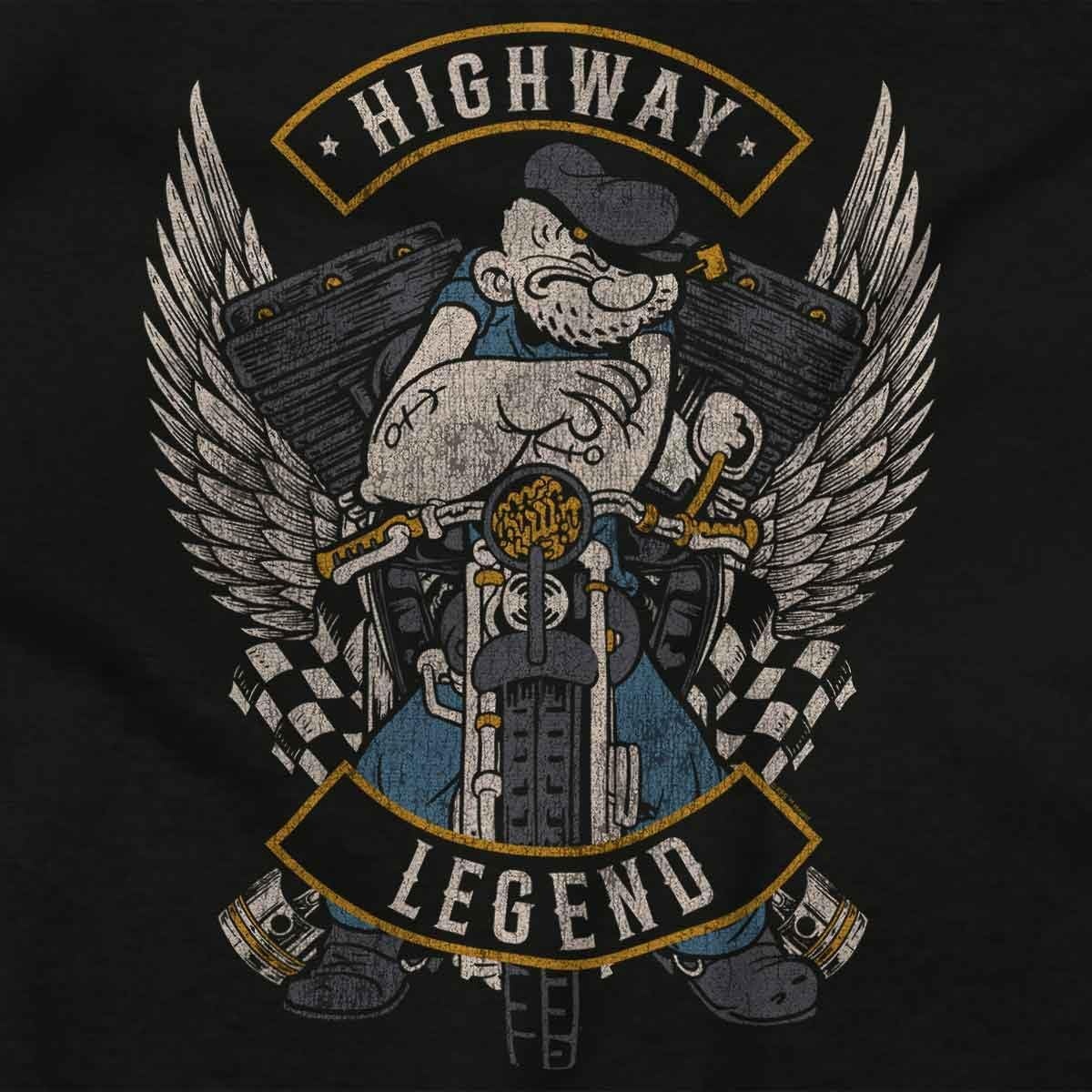 image:imageVintage Popeye Classic Motorcyle Biker Hoodie Sweatshirt Women MenBlack Highway Legend