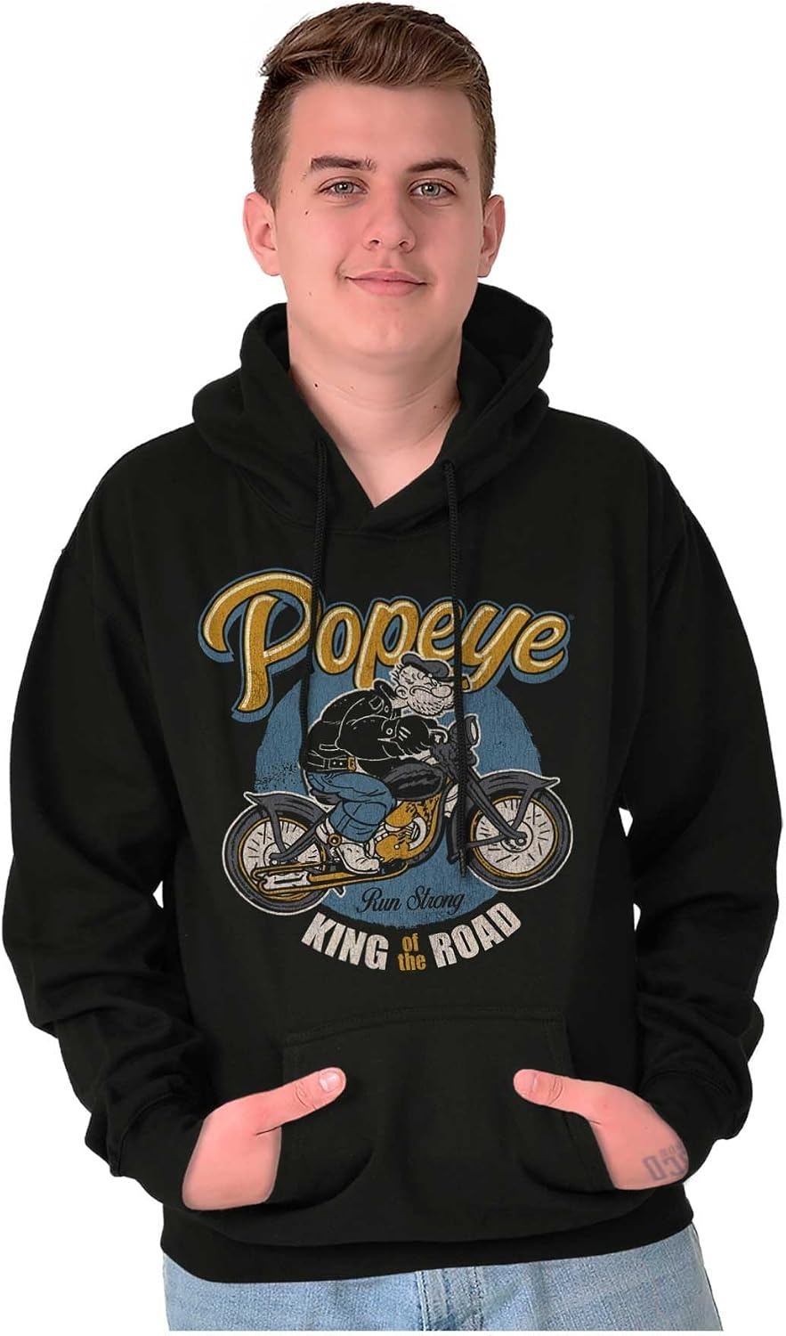 image:imageVintage Popeye Classic Motorcyle Biker Hoodie Sweatshirt Women MenBlack King of the Road