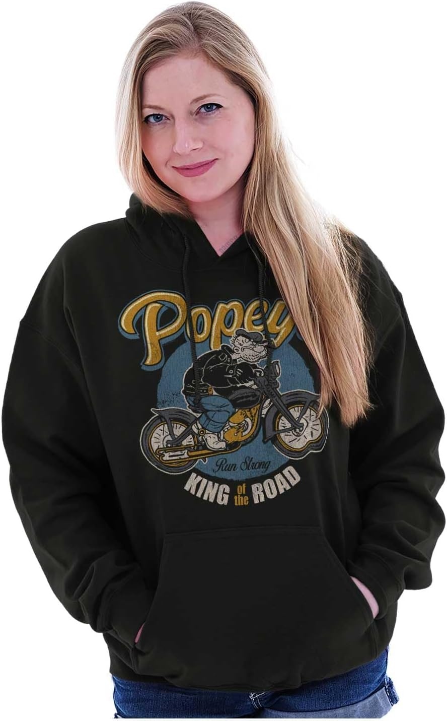 image:imageVintage Popeye Classic Motorcyle Biker Hoodie Sweatshirt Women MenBlack King of the Road