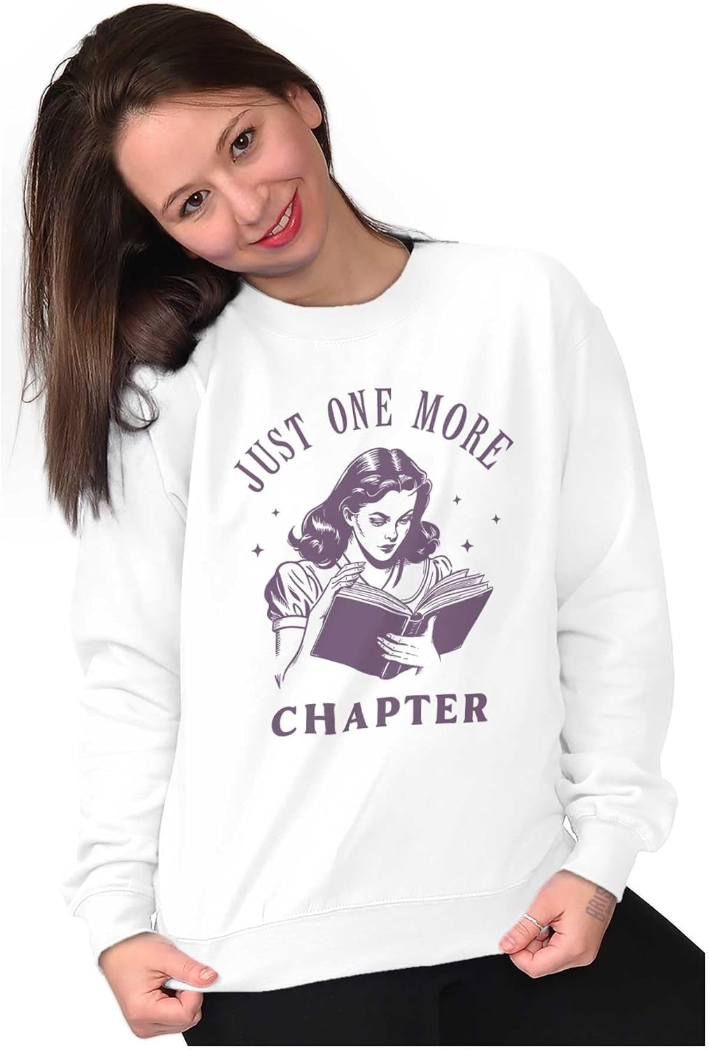 image:imageVintage Reader Just One More Chapter Women Crewneck SweatshirtWhite