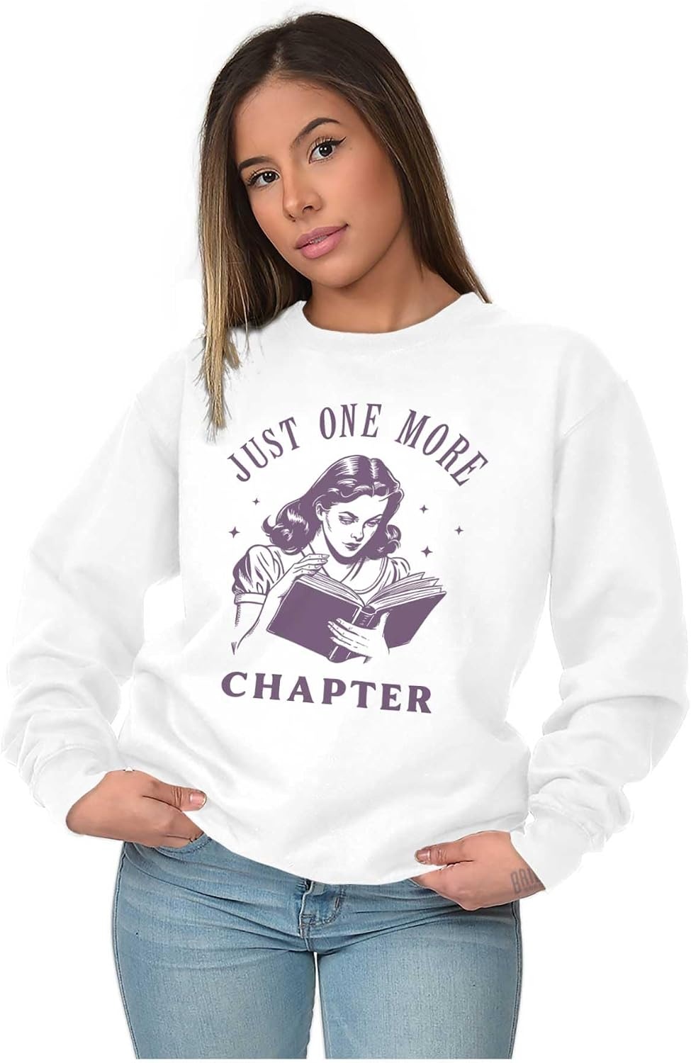 image:imageVintage Reader Just One More Chapter Women Crewneck SweatshirtWhite