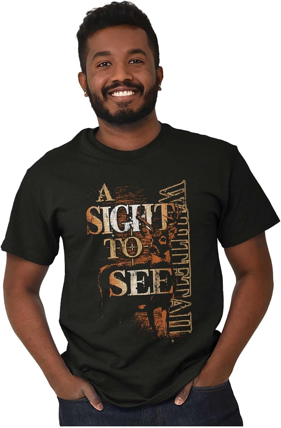 image:imageWhitetail Deer Hunter A Sight to See Graphic T Shirt Men or WomenBlack