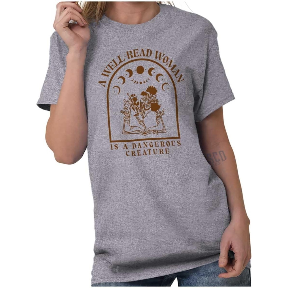 image:imageA Well Read Woman is Dangerous Womens Graphic T Shirt TeesSport Grey