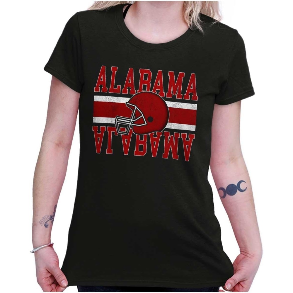 image:imageAlabama Football Helmet AL Sports Fan Womens Slim Fit Graphic TeeBlack