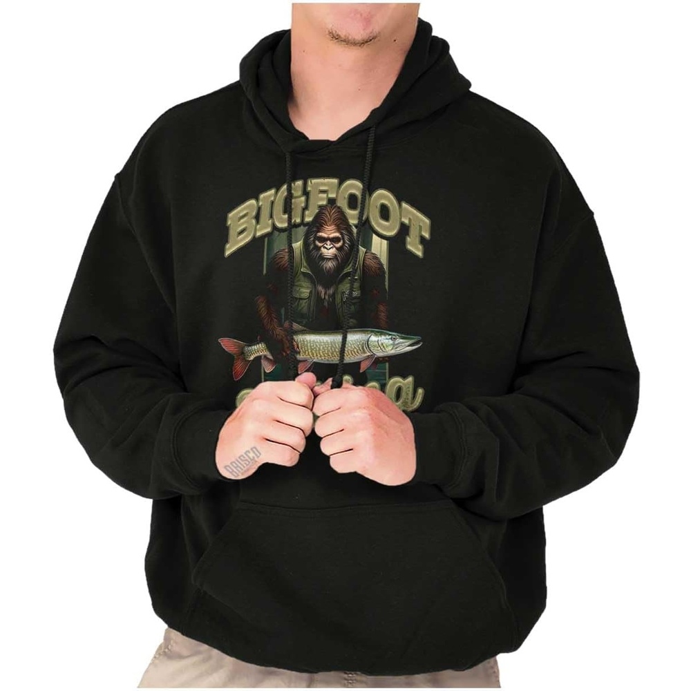 image:imageBigfoot Fishing Outdoor Adventure Hoodie Hooded Sweatshirt MenBlack