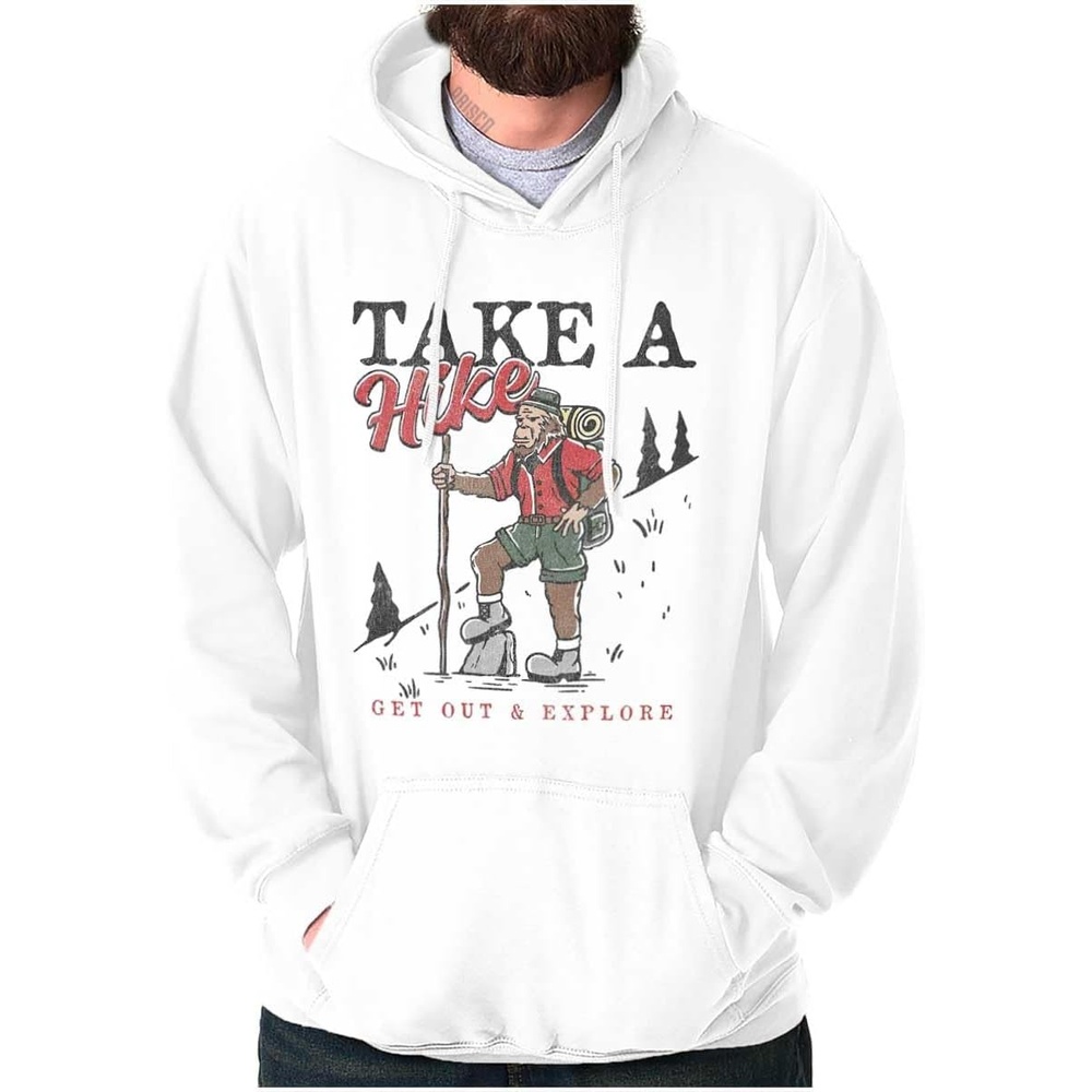 image:imageBigfoot Take A Hike Explore Outdoors Hoodie Sweatshirt Women MenWhite