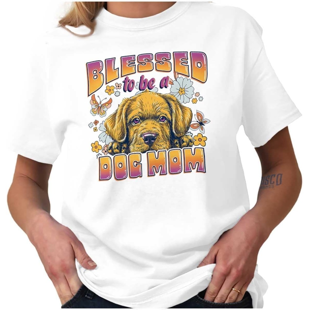 image:imageBlessed to Be A Dog Mom Cute Florals Womens Graphic T Shirt TeesWhite