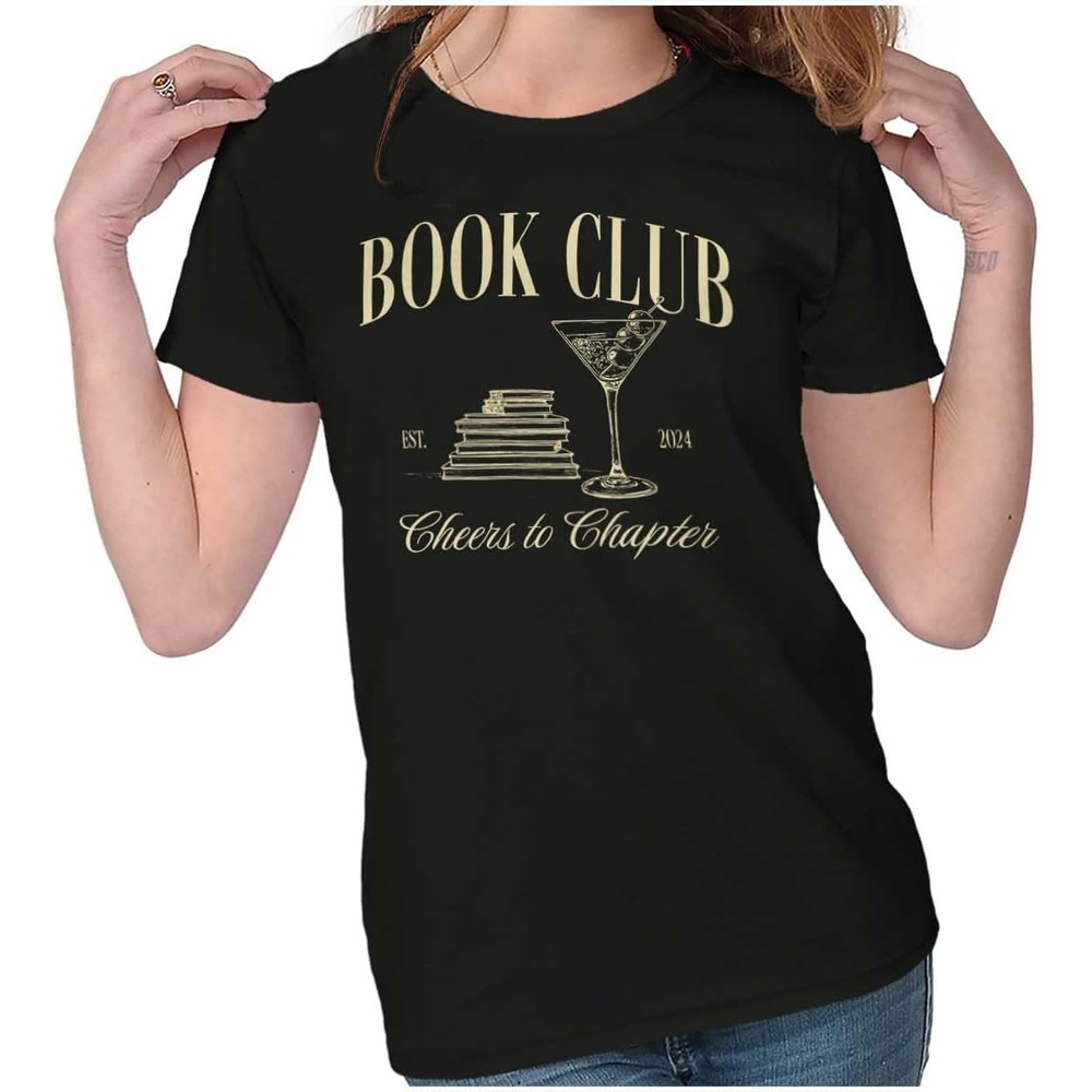 image:imageBook Club Drinks Cheers to Chapters Womens Slim Fit Graphic TeeBlack