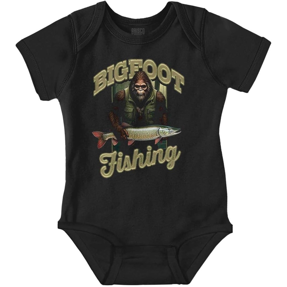 image:imageBrisco Brands Bigfoot Fishing Outdoor Adventure Baby Bodysuit Jumper BoysBlack