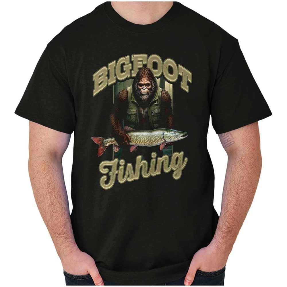 image:imageBrisco Brands Bigfoot Fishing Outdoor Adventure Mens Graphic T Shirt TeesBlack