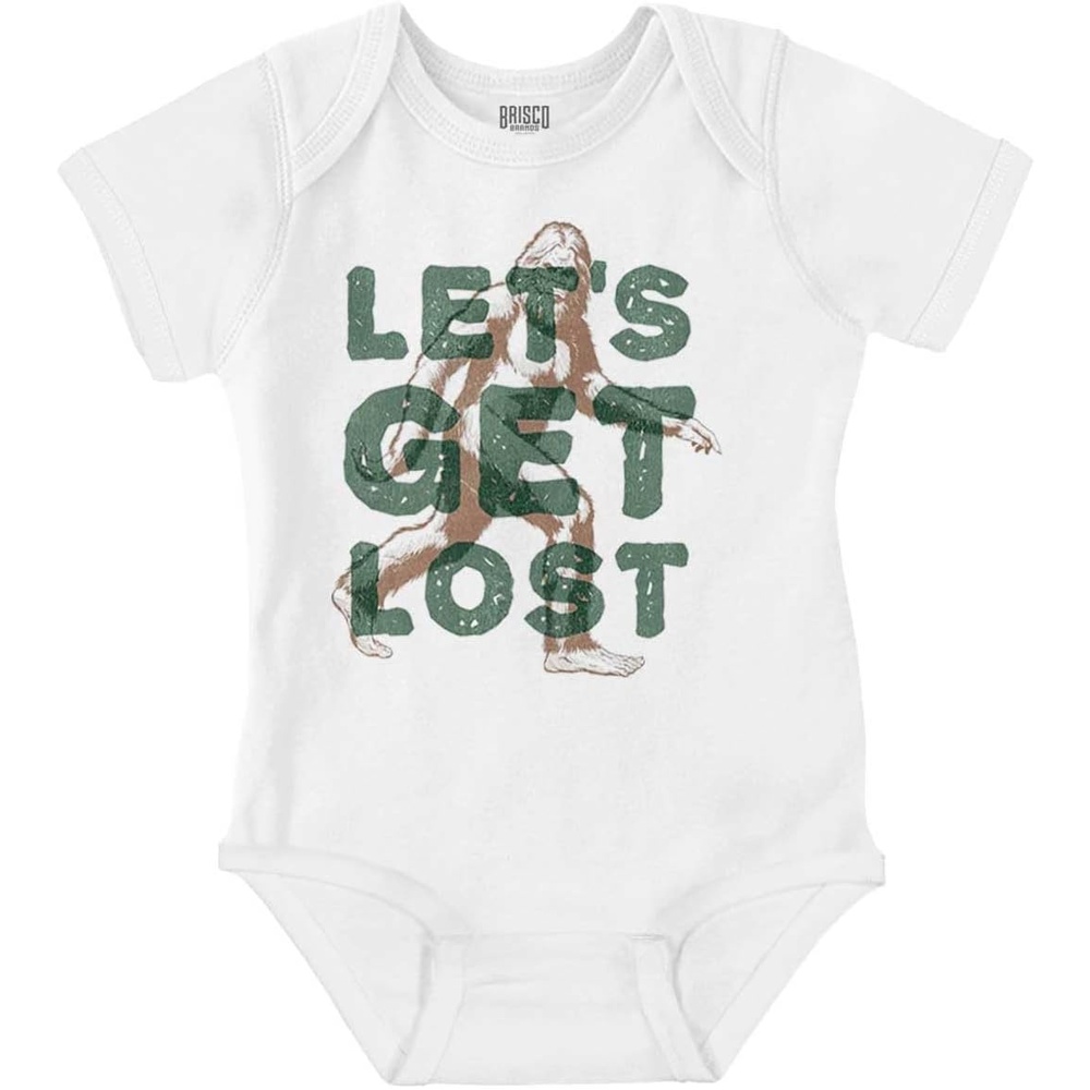 image:imageBrisco Brands Bigfoot Lets Get Lost Outdoors Baby Romper Boys or GirlsWhite